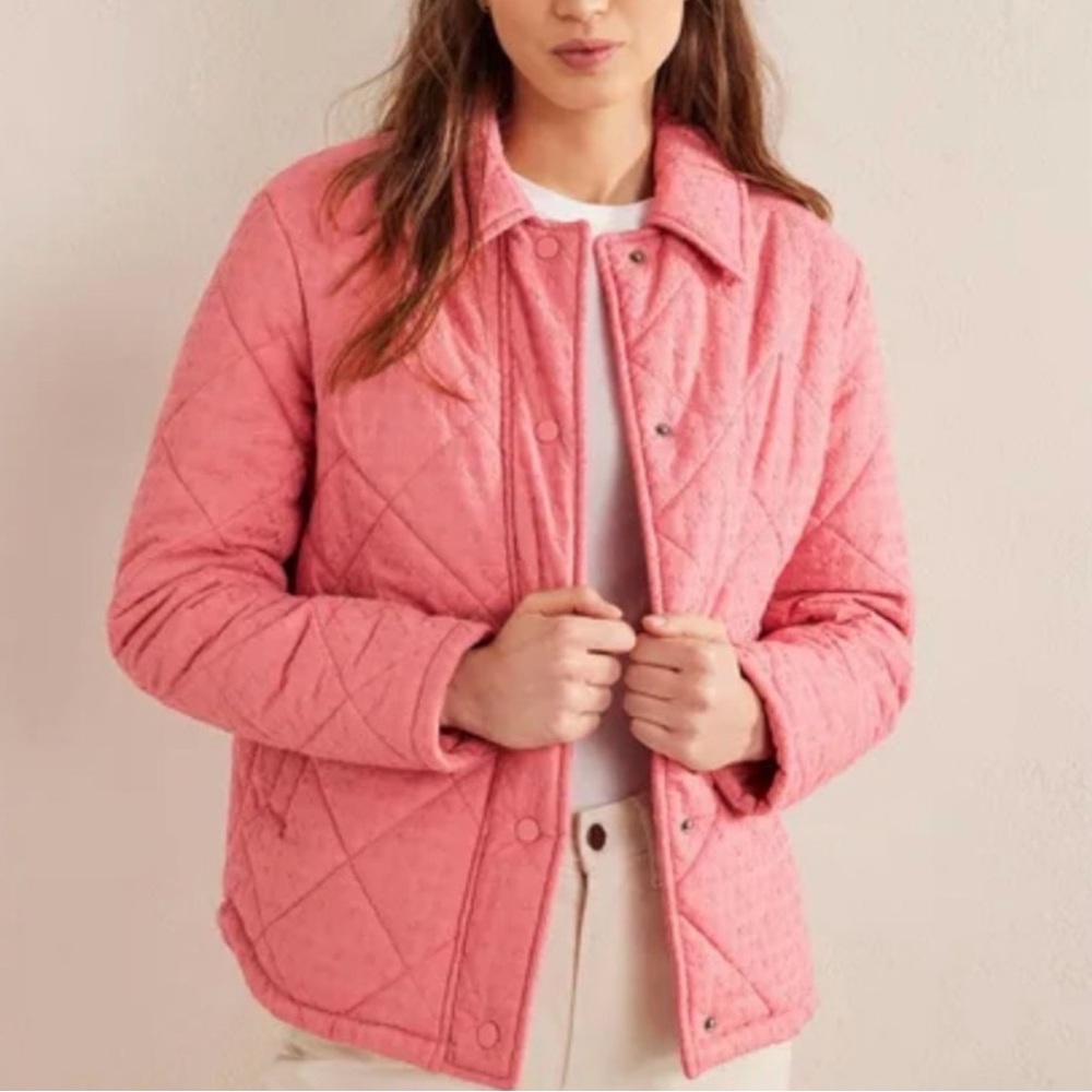 New Boden Broderie Quilted Cotton Jacket periwinkle blue size 2 - Picture 4 of 5